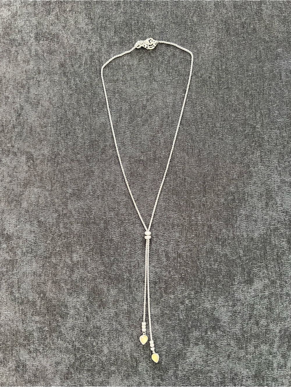Lucky Brand Silver Y Necklace with Tiny Heart Charms